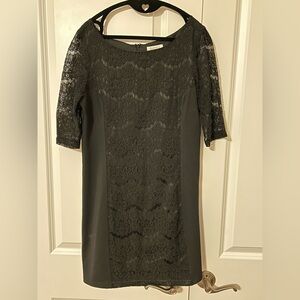 Barneys New York lace black sheath cocktail dress size 8